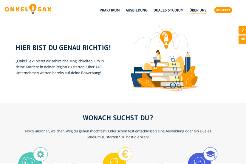 Startseite von Onkel Sax - Website